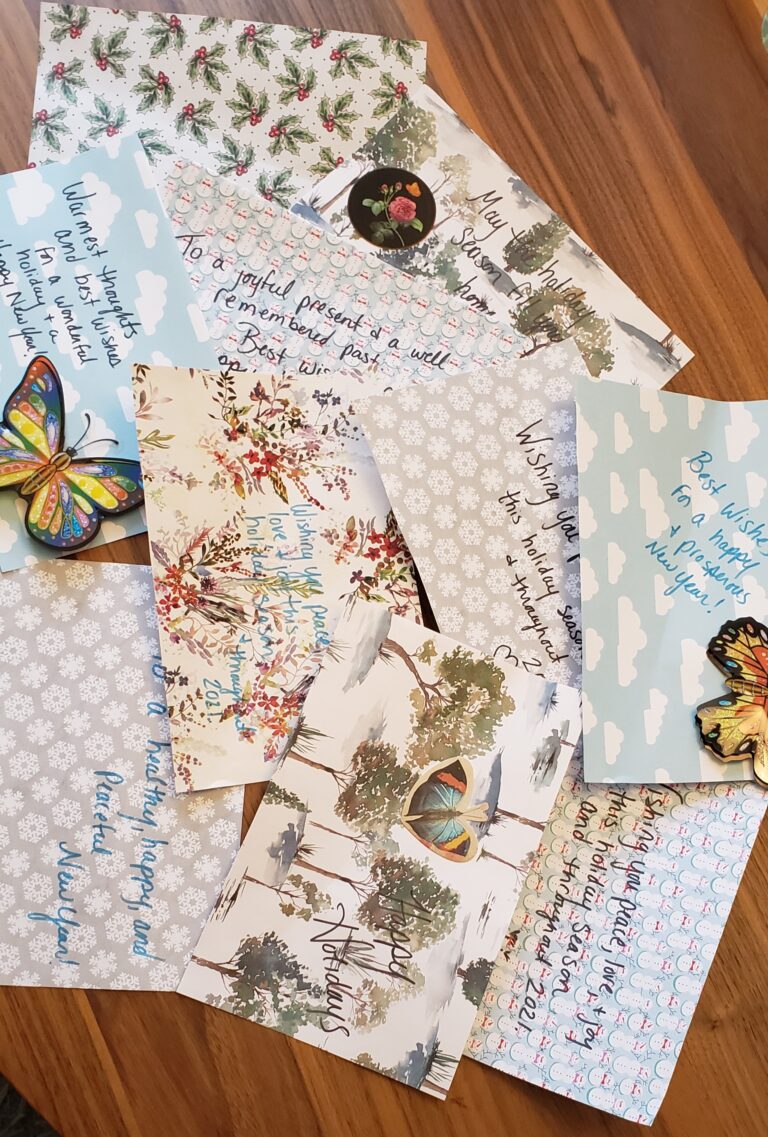 collection of cheerful greeting cards made by COMTO members and families
